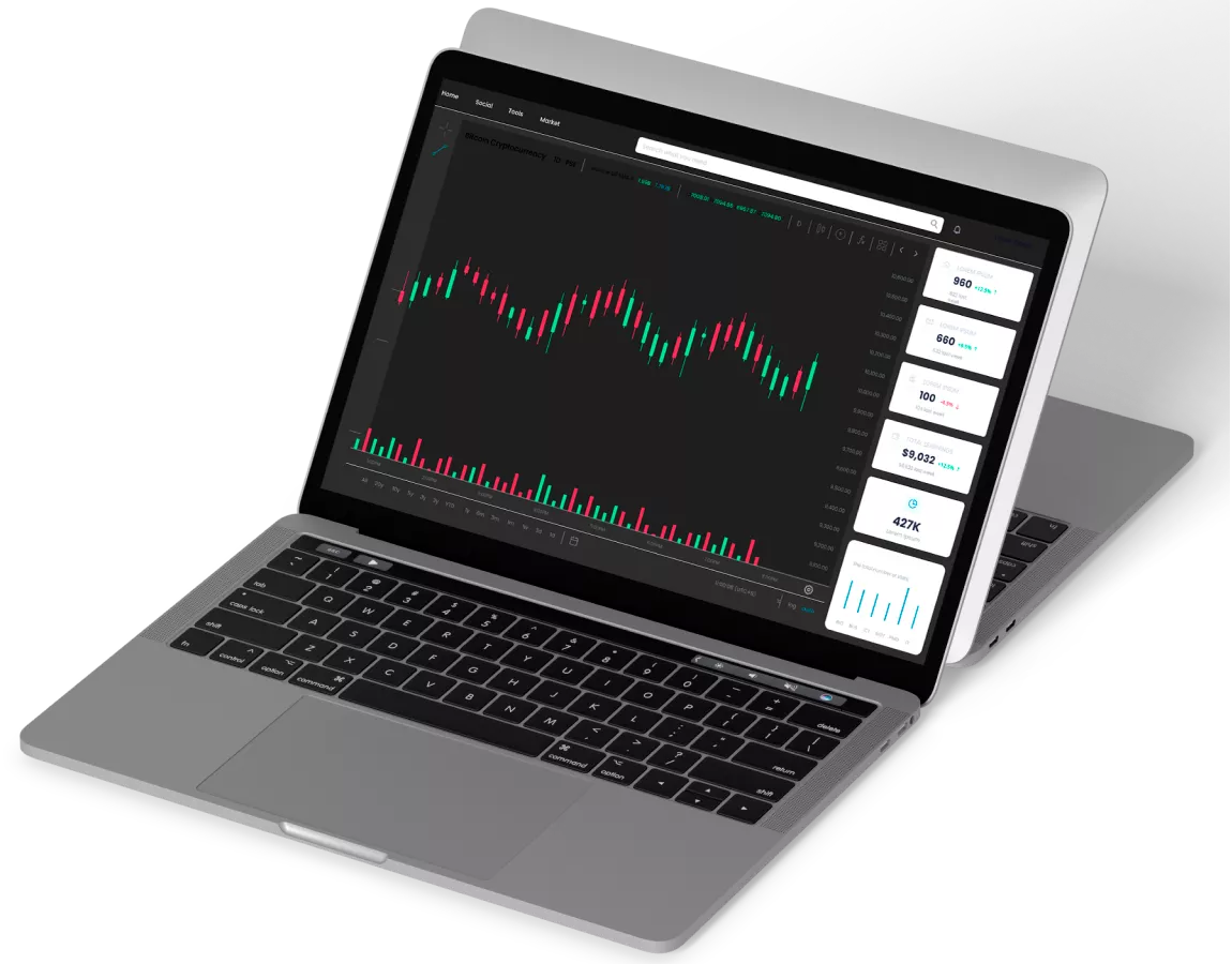 Laptop with trading chart